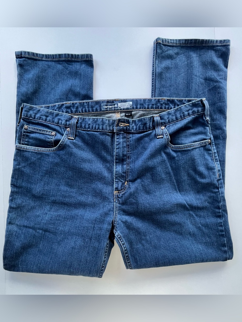 Carhartt Men's Dark Blue Rugged Flex Straight Fit 5 pocket Tapered Jeans 40x30